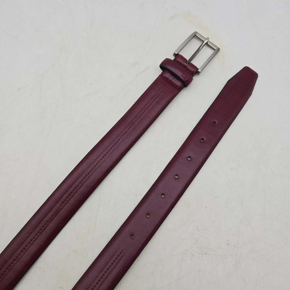 Chaps Ralph Lauren Belt Red Synthetic Leather Mens 38 Nickel Buckle NWOT